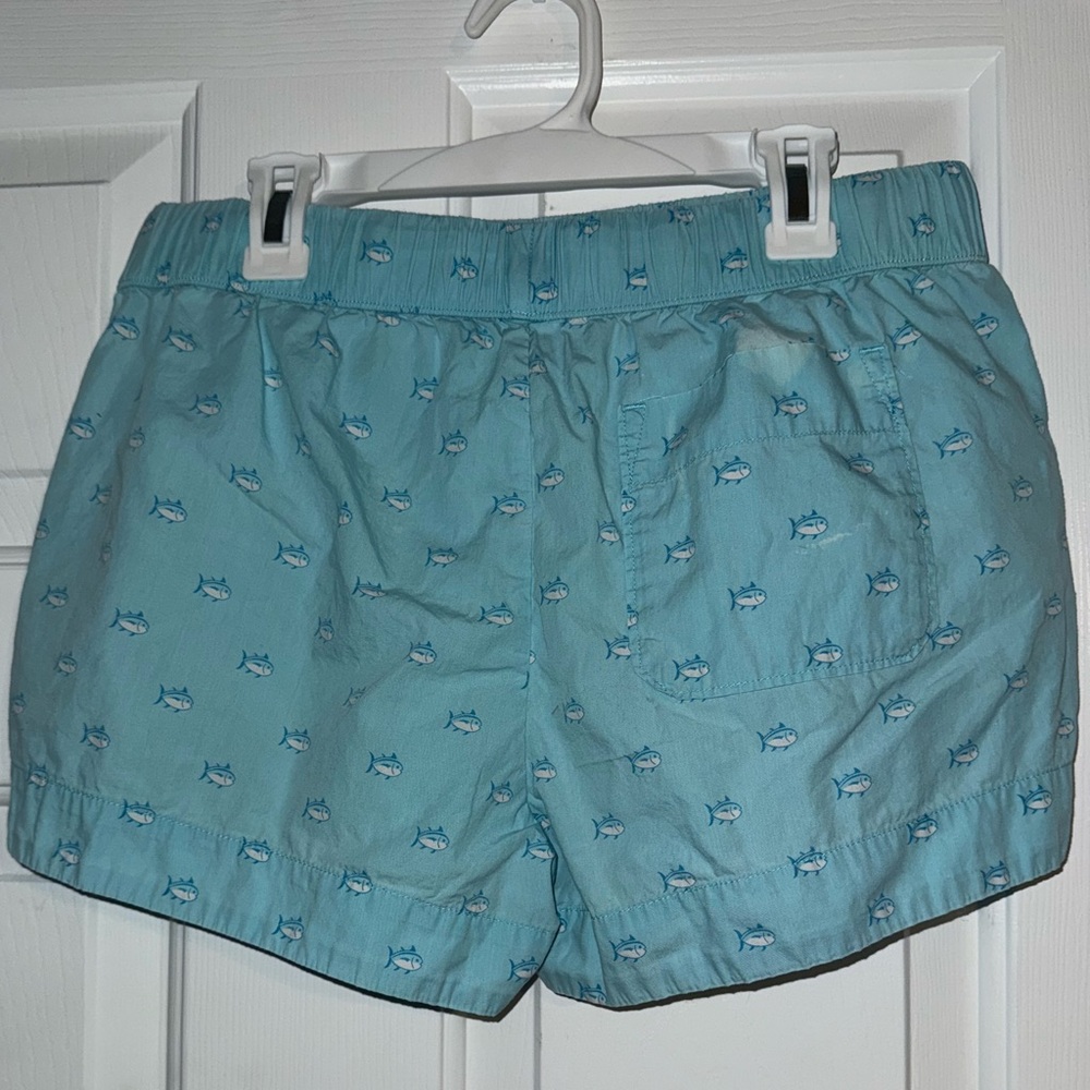 Southern Tide Aqua Fish Pattern Women's Athletic Shorts - Picture 4 of 5